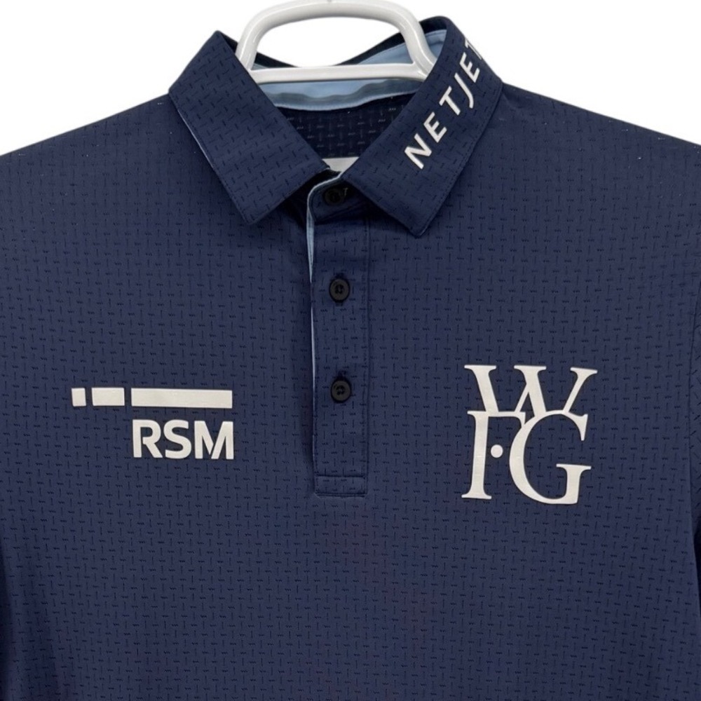 Kjus Golf Polo Navy NetJets RSM WFG Aegon Sponsor Logo Size 48 S PGA Tour Issue